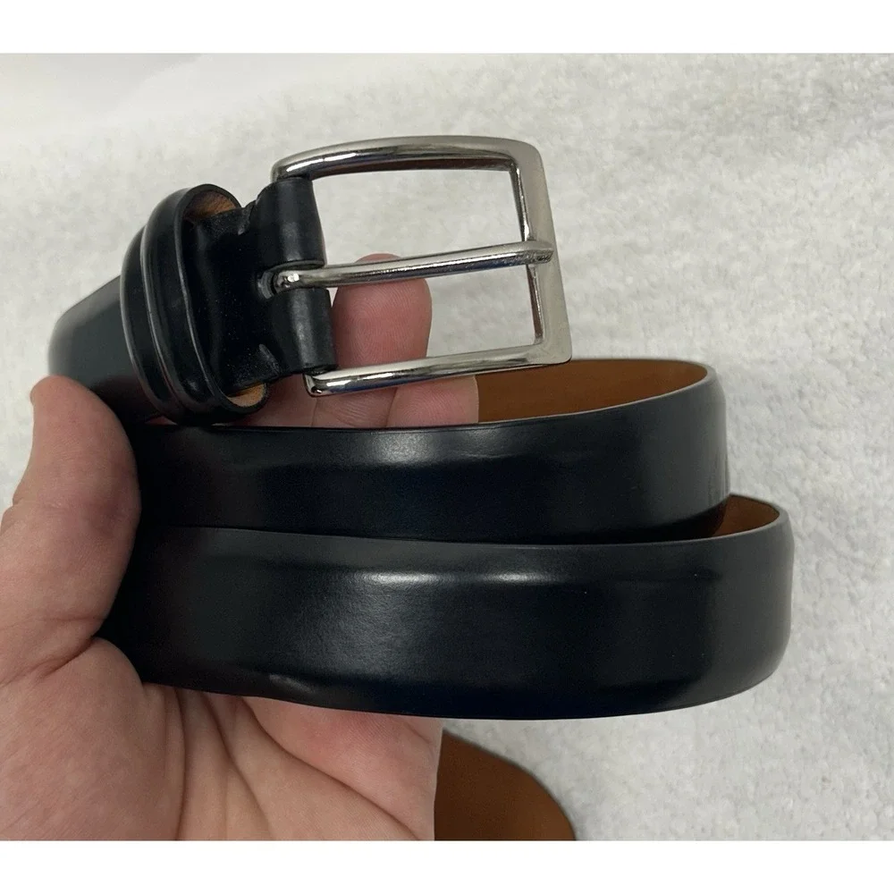 Cole Haan Mens Size 38 Black Leather Adjustable Belt
